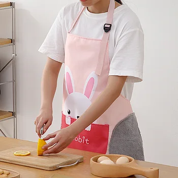 

Cartoon Kitchen Apron Cute Cat Printed Sleeveless Aprons Cotton Household Men Women Cleaning Apron