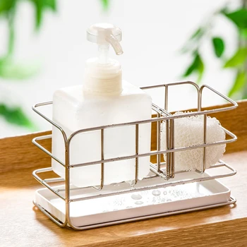 

With Tray Drain Rack Drying Shelf Space Saving Brush Adjustable Partition Board Sink Kitchen Bathroom Stainless Steel Home