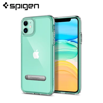 

Spigen Ultra Hybrid S for iPhone 11 Case - Mil-grade Certified Clear Hard Back Panel with Kickstand Flexible Soft Bumper