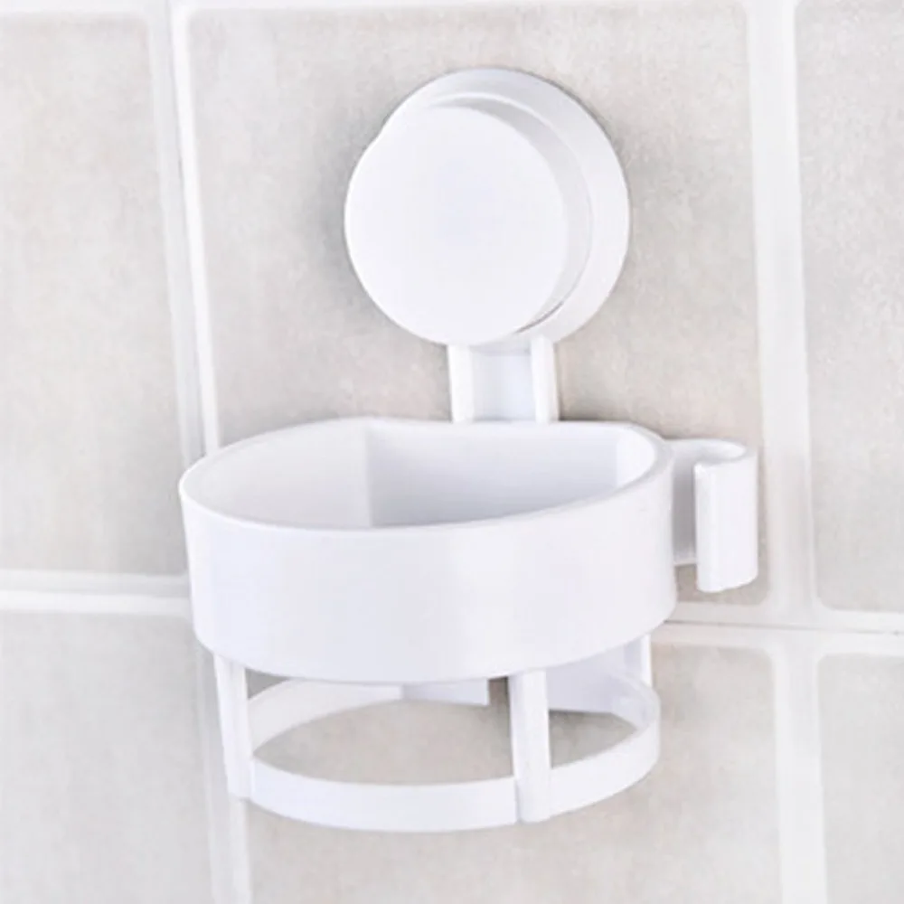 

OUTAD Wall-Mounted Suction Cup Hair Dryer Holder Comb Rack Stand Set Bathroom Plastic Original Design White Storage Organizer