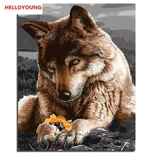 Зов волка ручная роспись цифровая печать масляной картины живопись по номерам Масляные картины китайские картины-свитки украшение дома