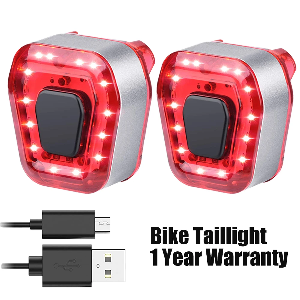 5 Modes Red Flasher Light Cycling Rear Tail Lights USB Charge Road Bike MTB Rear Taillights