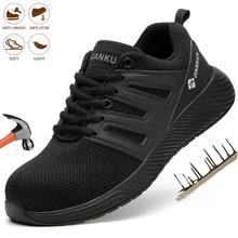 

Men Safety Shoes Puncture-Proof Steel Toe Work Sneakers Indestructible Lightweight Breathable Outdoor Protection Boot
