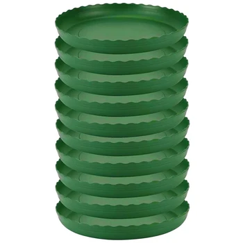 

Plant Saucer 10Pc Large - Plastic Plant Drip Tray for Indoor Outdoor Plants - Round Green 10Inch Flower Plant Tray