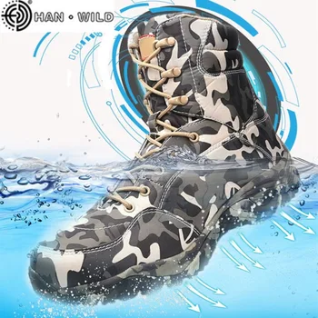 

High Quality Outdoor Waterproof Desert Trekking Hunting Boots Men Military Tactical Boots Combat High Top Camouflage Boots
