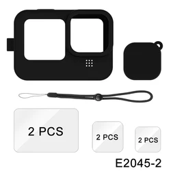 Silicone Case with Tempered Glass Screen Protector and Lens Cap Cover - E2045-2