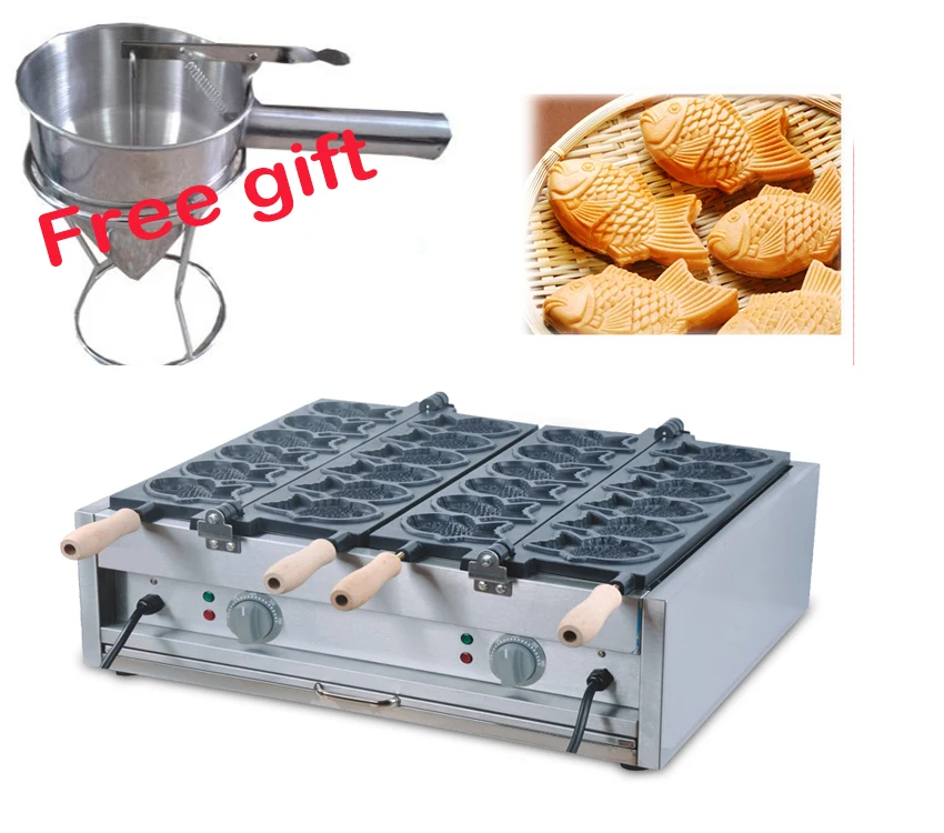 Электрический 110v 220v Taiyaki вафельница-гриль Вафля в виде рыб - Цвет: 110v 12 fish