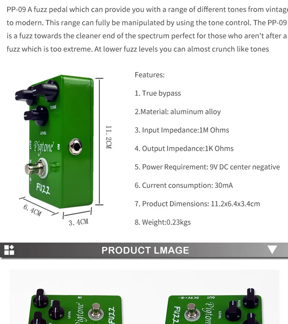 Pigtone PP-09 fuzz гитарный эффект педаль Акустическая Электрогитара аксессуары эффекты Педали реальные bypas