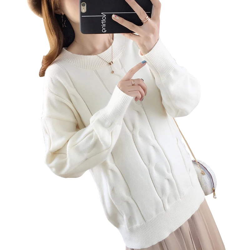 Autumn Winter Women Pullovers Sweater Knitted Elasticity Casual Jumper Basic Loose Warm Female Sweaters Top