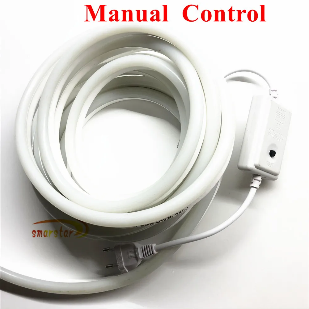 Manual Control Smarstar 220V 5050 RGB ручной механический контроль Гибкая светодиодная неоновая лента свет праздничные вечерние Кемпинг садовый Водонепроницаемый светодиодный Канатный свет - Испускаемый цвет: Manual Control