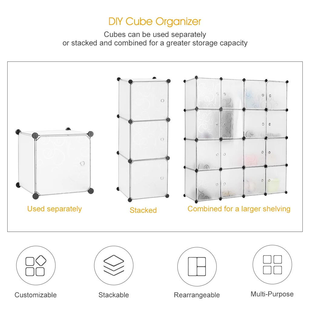 LANGRIA 16 куб сборочный шкаф Oragnizer пластиковый куб Mutiluse модульные шкафы для хранения шкаф Embo мебель для спальни