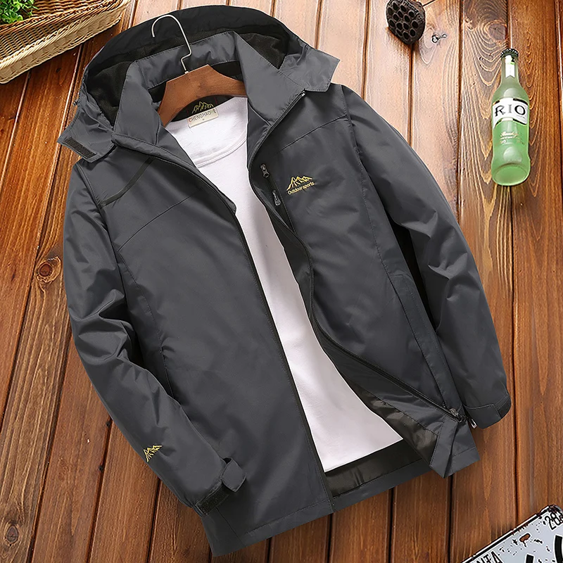 Мужская повседневная водонепроницаемая куртка с капюшоном весна осень легкая ветровка куртка-бомбер мужской ветрозащитный плащ пальто