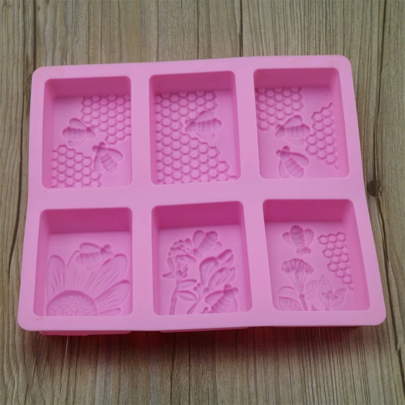 3D Bee Silicone Soap Molds, Rectangle Honeycomb Molds Beehive Cake Baking Mold for Homemade Craft