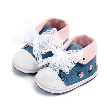 Baby Girl Shoes White Lace Floral Embroidered Soft Shoes Prewalker Walking Toddler Kids Shoes First Walker free shipping 9