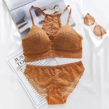 Женский кружевной комплект из шелковой ткани с бюстгальтером, бюстгальтер с эффектом пуш-ап, бесшовное кружевное нижнее белье с вырезом