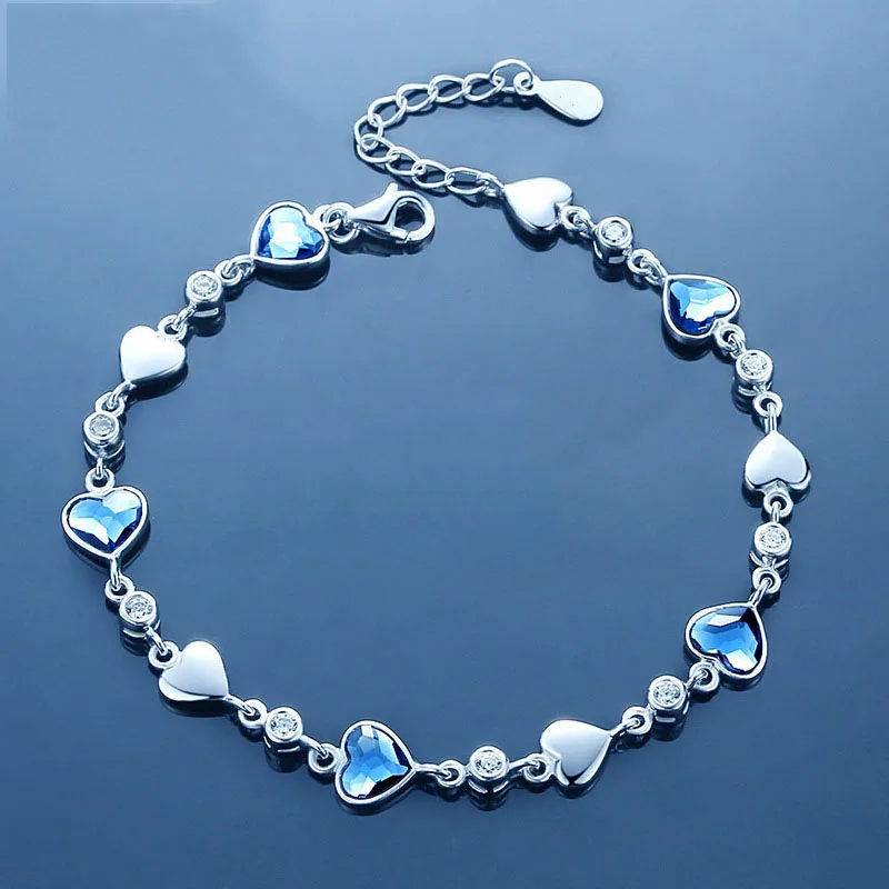 Браслет из стерлингового серебра 925 пробы, браслет с кристаллами, женский браслет, корейская мода, ювелирные изделия, подарок на день Святого Валентина, День рождения