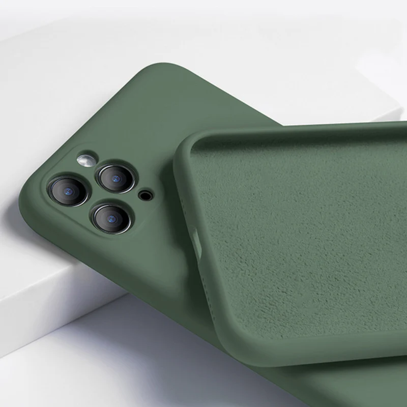 

For Iphone 11 Case Liquid Silicone Matte Soft Cover For Apple iPhone 11 Pro Max Flexible Shockproof 360Phone Case Midnight Green