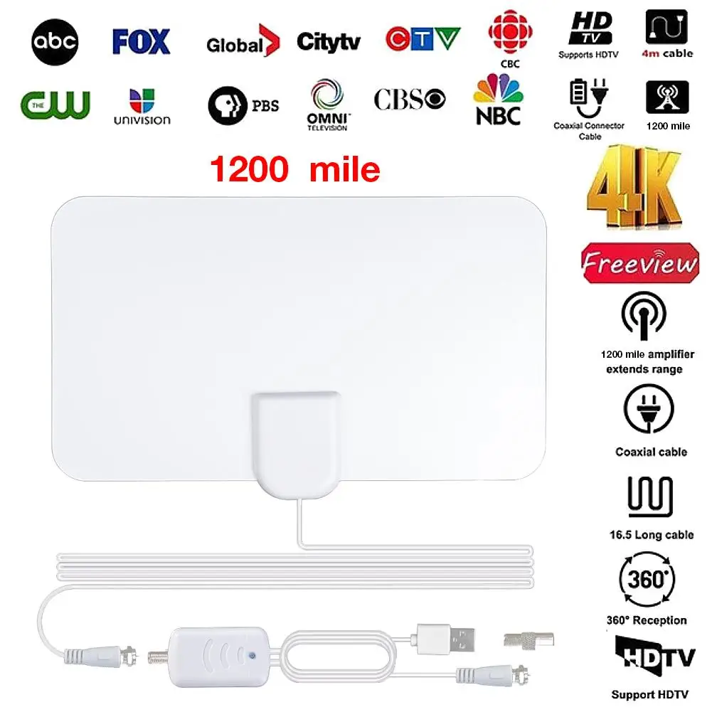 Усилитель сигнала HD 1200 миль цифровая ТВ антенна TV D 4K усилитель приемник товары