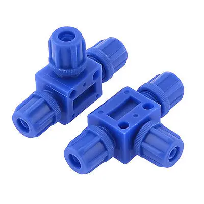 

2pcs Pneumatic 6mm to 6mm One Touch Connector T Shape Quick Fitting Blue