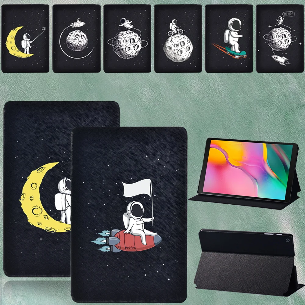 

Для Samsung Galaxy Tab A T290 T295 2019 8,0 дюймов из искусственной кожи с изображением космонавта серии узор Tablet Защитный чехол + Бесплатный стилус