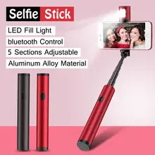 Portable bluetooth Mini Selfie Stick Handheld Foldable Lightweight Selfie Stick With LED Fill Light For iPhone Smart Phone