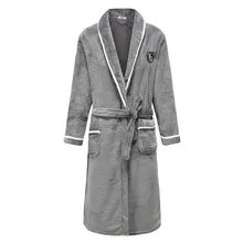 Large Size 3XL For Men&women Kimono Bathrobe Gown Coral Fleece Negligee V-neck Intimate Lingerie Solid Colour Sleepwear