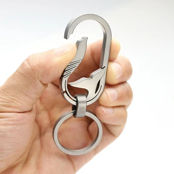 

Key Holder Titanium Key Chain Men Ultra Lightweight Titanium Keychain Hanging Buckle Key Ring Quickdraw Tool Creative KeyRing