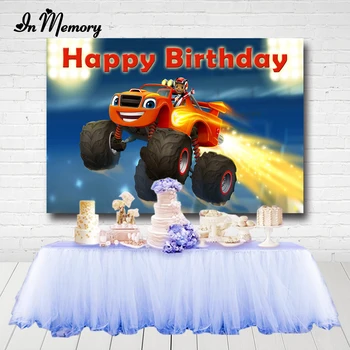 

InMemory Blaze Monsters Machine Truck Car Photography Backgrounds Custom Birthday Backdrop Photo Studio Party Decorations Banner