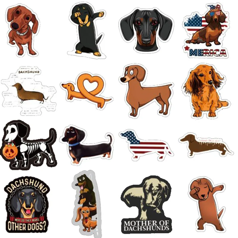 50 Pcs Dachshund Dog Stickers Funny Kawaii Sticker Laptop Skateboard Suitcase Diary Sticker Waterproof Stickers Toy For Children