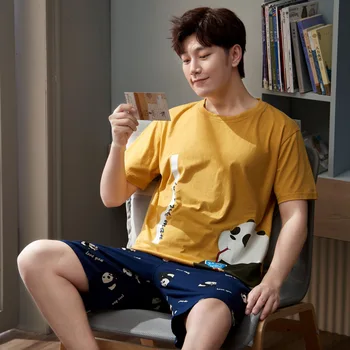 

Pajamas Men's Summer Korean-style Casual Short-sleeve Pullover Shorts Loose-Fit Plus-sized Tracksuit Set-Um-3063# Collection