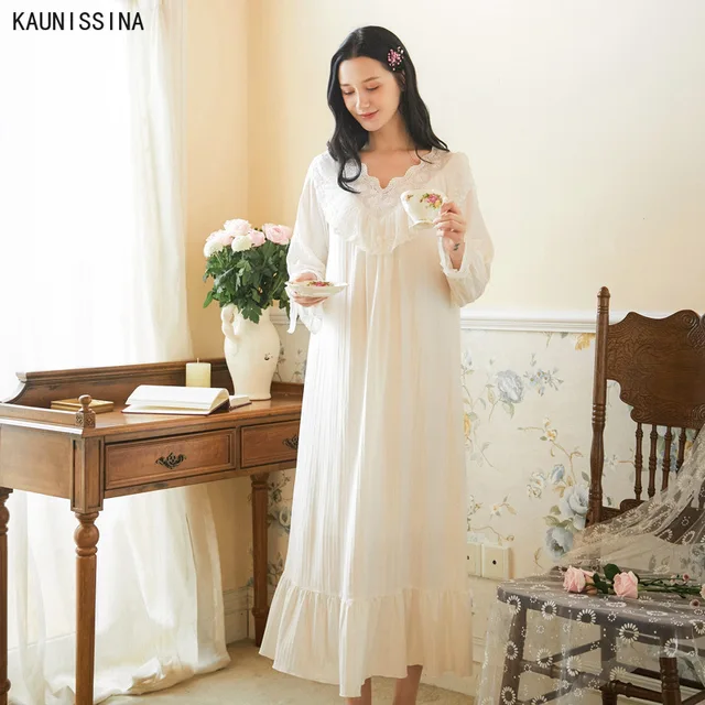 erwt haakje kom tot rust Katoen Nachtjapon Vrouwen Koninklijke Vintage Nachtkleding Casual Kant  Lange Nachtjapon Dames Nachthemd Gows Wit Lange Mouwen Night Gown -  AliExpress Ondergoed & Slaapkleding