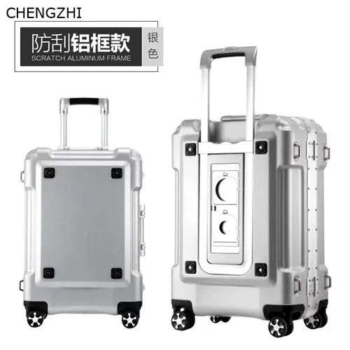silver CHENGZHI 2" 24" 29 дюймов креативные трансформаторы багаж на колесиках, чемодан на колесиках, переноска на колесиках, алюминиевая рама, дорожная сумка - Color: silver