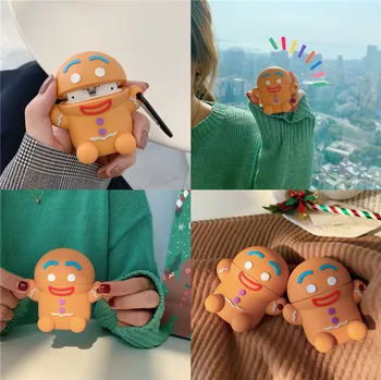 

For Airpods Case 3D Cute Christmas Gingerbread Man Caribou Silicone Earphone Cases for Apple Airpods 1 2 Funda Headphone Cover
