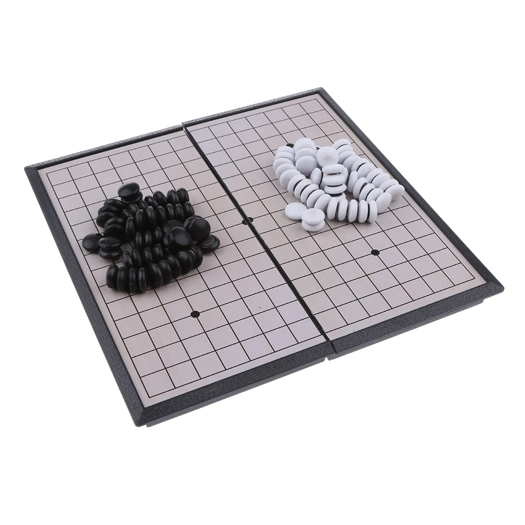 102 Pieces Portable Plastic Professional Chinese WeiQi Magnetic Chessboard Chess Set Board Game Toy 19.5 x 19.5CM