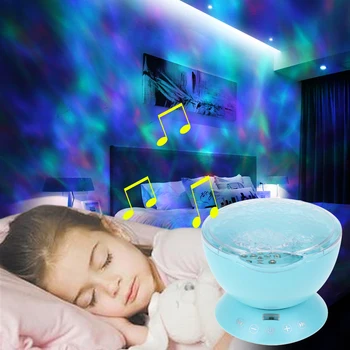 

Ocean Wave Starry Sky Night Light with Speaker Sleeping Light Bedroom Bedside Table Lamp Projector Colorful Flashing Lamp