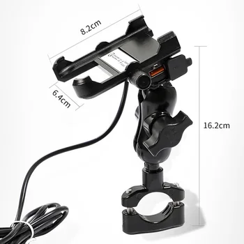 

For QC3.0 Phone Holder Motorcycle Fast Charger Bracket Black Waterproof