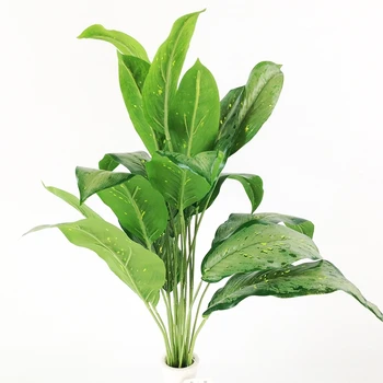 

60cm 18Heads Tropical Monstera Plants Artificial Tree Branch Fake Turtle Leaves Plastic Palm Foliage for Room Office Decoration