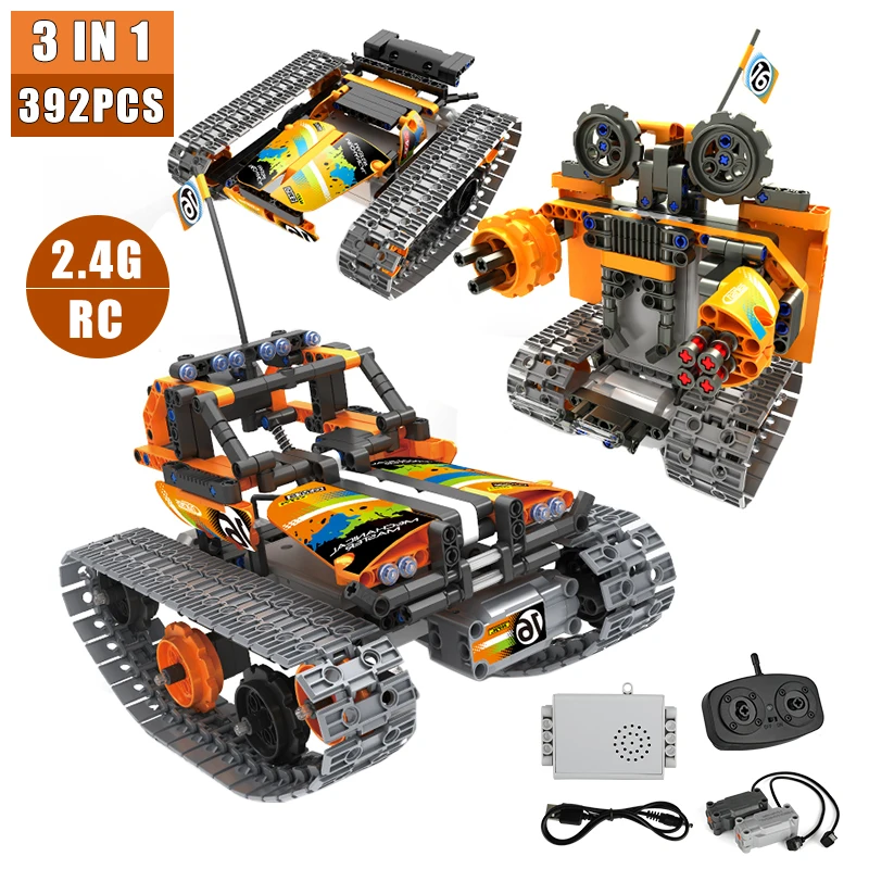 

3 in 1 RC Stunt Car City Technic Building Blocks Toys Remote Control Robot Track Car STEM Bricks Educational Toys For Children