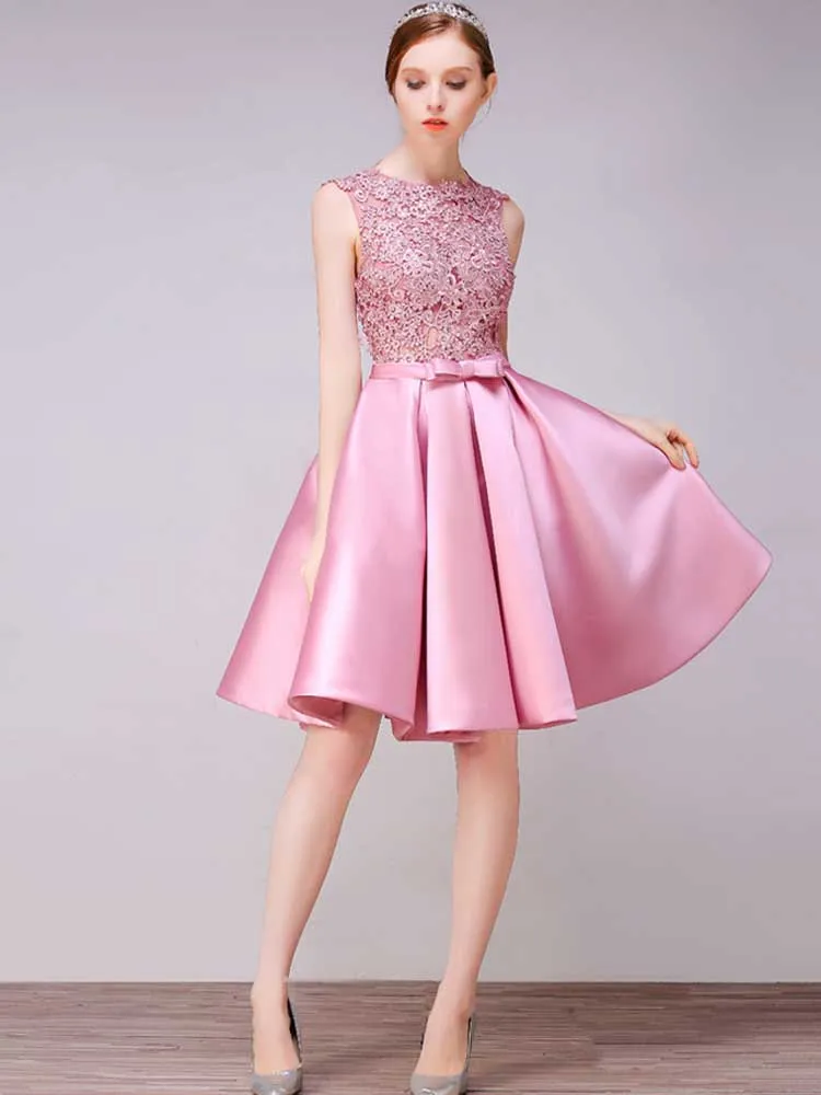 

Evening Dresses 2020 A line Pink Short Gown Formal Dress Women Elegant Wedding Party Prom Dresses Homecoming Dresses for Guest