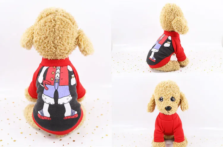 Зимние теплые Pet Одежда с принтом в виде собак Мягкий хлопок толстовка с капюшоном для маленькие собачки Чихуахуа Мопс свитер Костюмы куртка для щенка