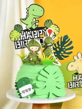 

Cakesmile green jungle dinosaur theme cake topper cupcake party for baking cake decorating tools anniversary birthday décor