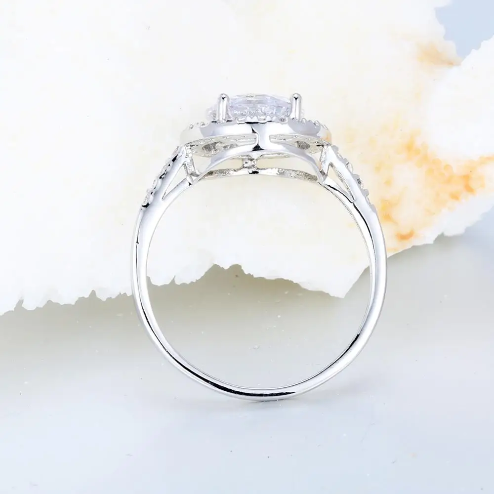 Роскошное женское кольцо с кристаллами, цирконием, камнем, Boho, серебро 925, большое, белое, круглое кольцо, обещает, большое, любовь, обручальные кольца для женщин