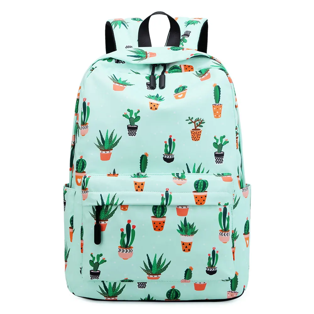 Best Offers School-Bags Girls Backpack Cactus Green Printing Teenage Waterproof Women NEW for Cute 531y08p61k9