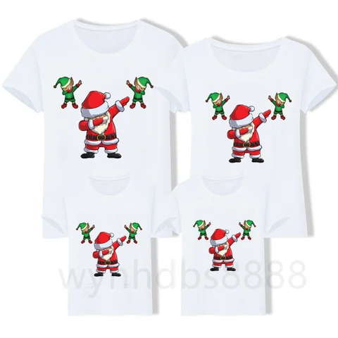 Family Suit Santa Claus T-shirt Child Girl Boy Funny Christmas T-shirt Clothes A Family of Four T-shirt White T-shirt