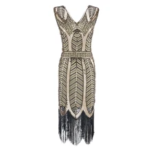 Robe à volants Vintage pour femmes, à la mode des années 1920, grande Gatsby Charleston à paillettes, robe de soirée des années 20