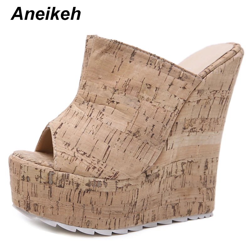 Туфли Aneikeh женские на танкетке однотонные туфли-лодочки с открытым носком без