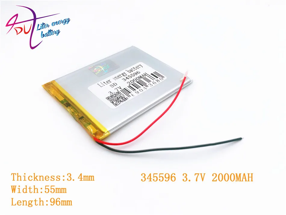 2000MAH 3,7 V 345596 PLIB(полимерный литий-ионный/литий-ионный аккумулятор) для умных часов, gps, mp3, mp4 7 дюймов 8 дюймов, сотового телефона, динамика