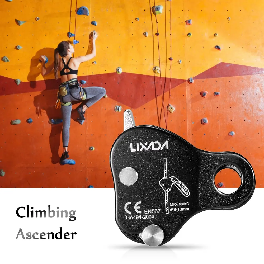 

Lixada Climbing Protective Ascender 220LB Climbing Belay Device Rope Grip Outdoor Climbing Rigging 8-13MM Rope