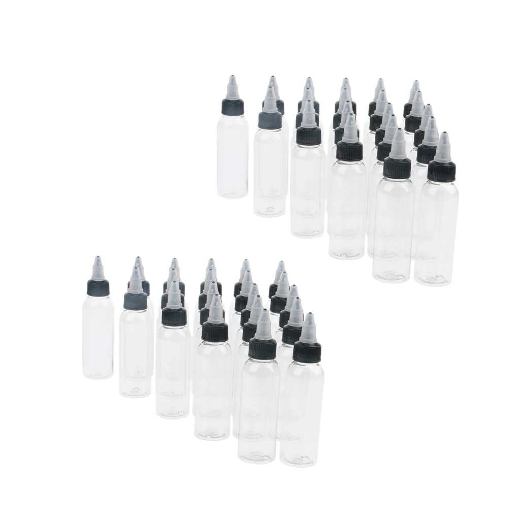 40pcs Plastic Empty Liquid Solvent Bottles With Twist Top Caps Leak Proof