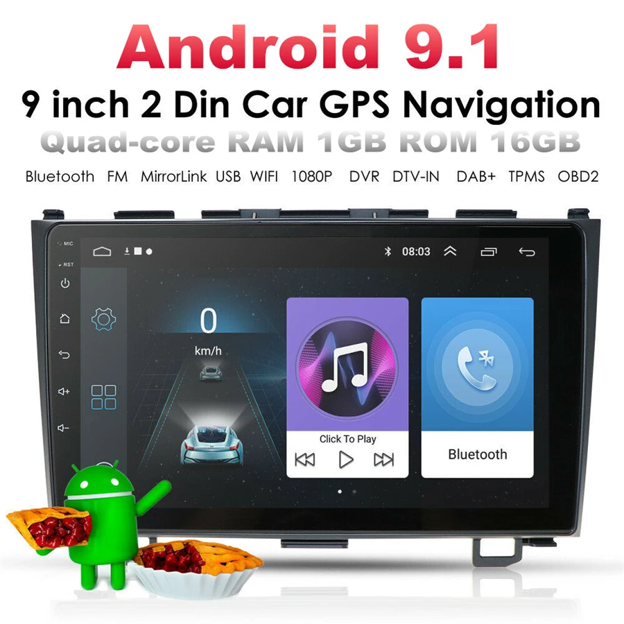 2DIN " Android 9,1 Радио стерео 1+ 16 Гб MP5 gps навигация wifi для HONDA CR-V CRV 2006-2011